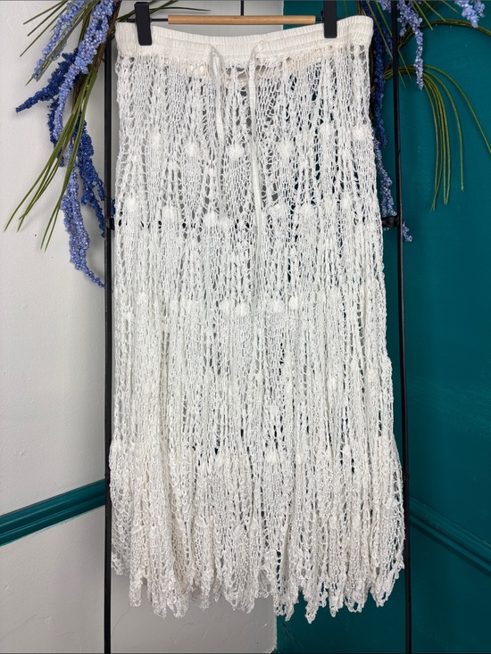 None Dresses & Skirts - Crochet Fringe midi skirtWhite